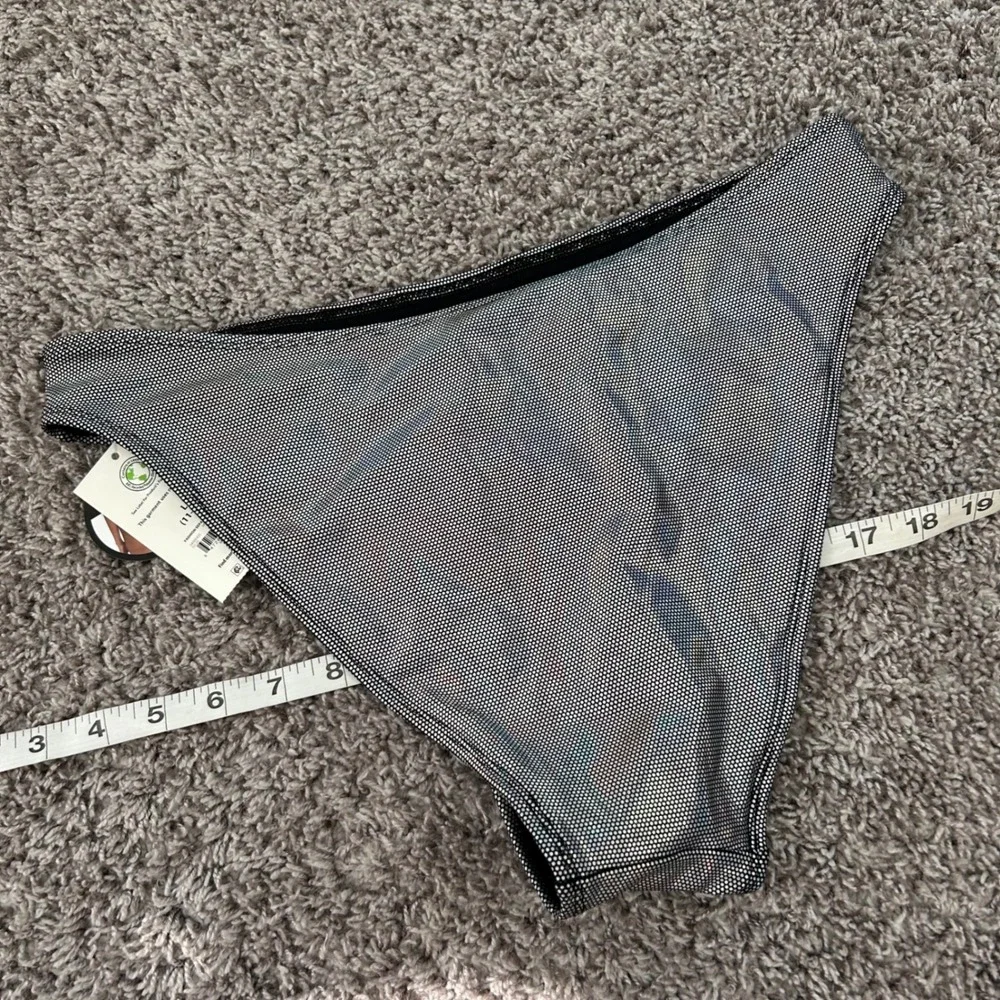 No Boundaries Cheeky Bikini Bottom Silver‎ Shimmer Metallic Swimsuit L (11-13)
